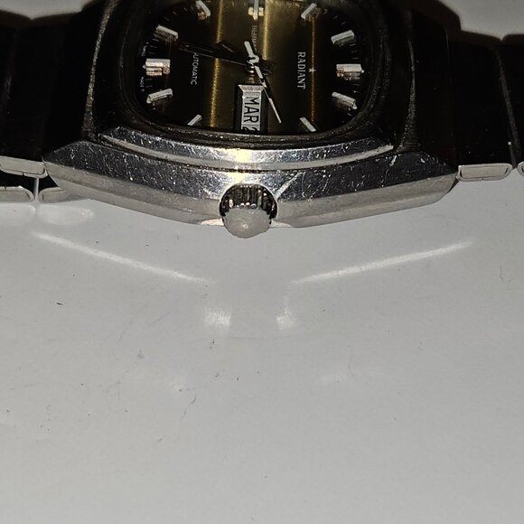 VINTAGE 70s Radiant Automatic Day/Date Swiss Tonneau Watch | Retro Blumar - Picture 7 of 16